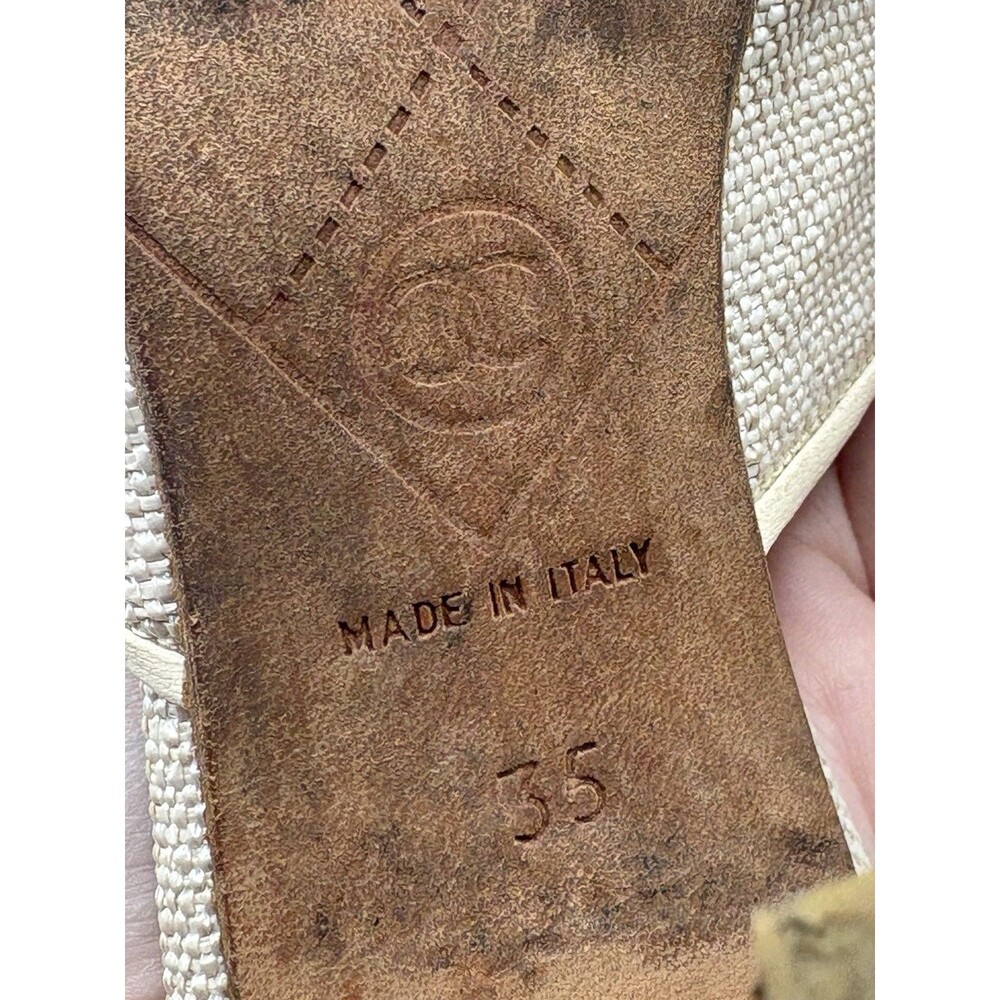 Chanel Gray Canvas Turnlock Mules Sandals Heels CC Logo Vintage Y2K EU 35 - Picture 9 of 10